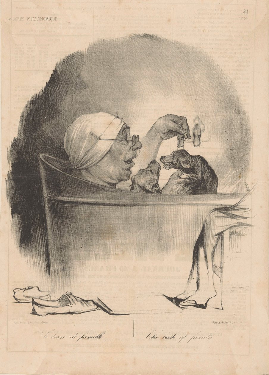 Le bain de famille A család fürdője, 1837. alkotó: Honoré Daumier