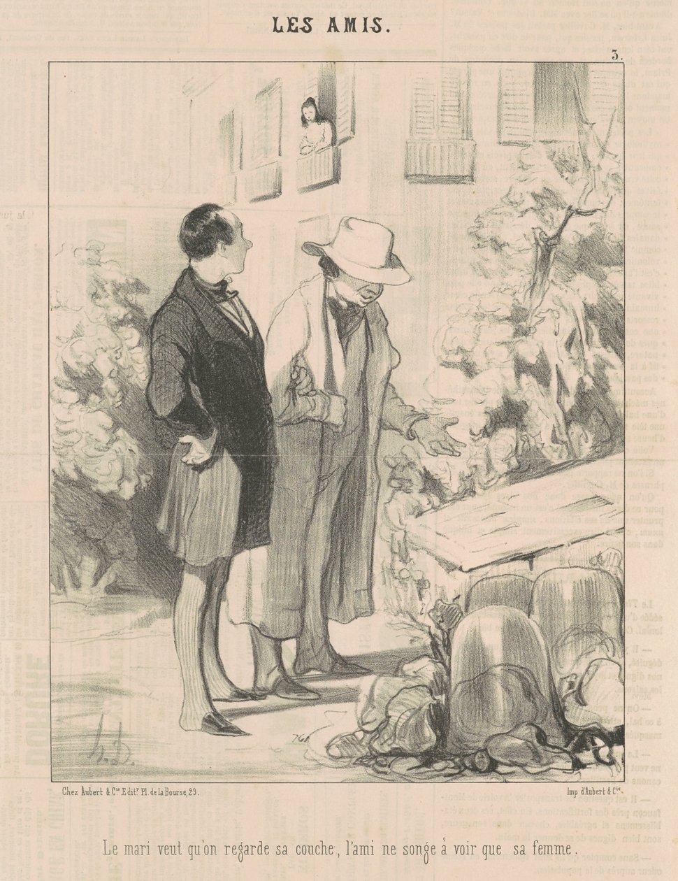 A férj azt akarja, hogy megnézzük a pelenkáját... alkotó: Honoré Daumier