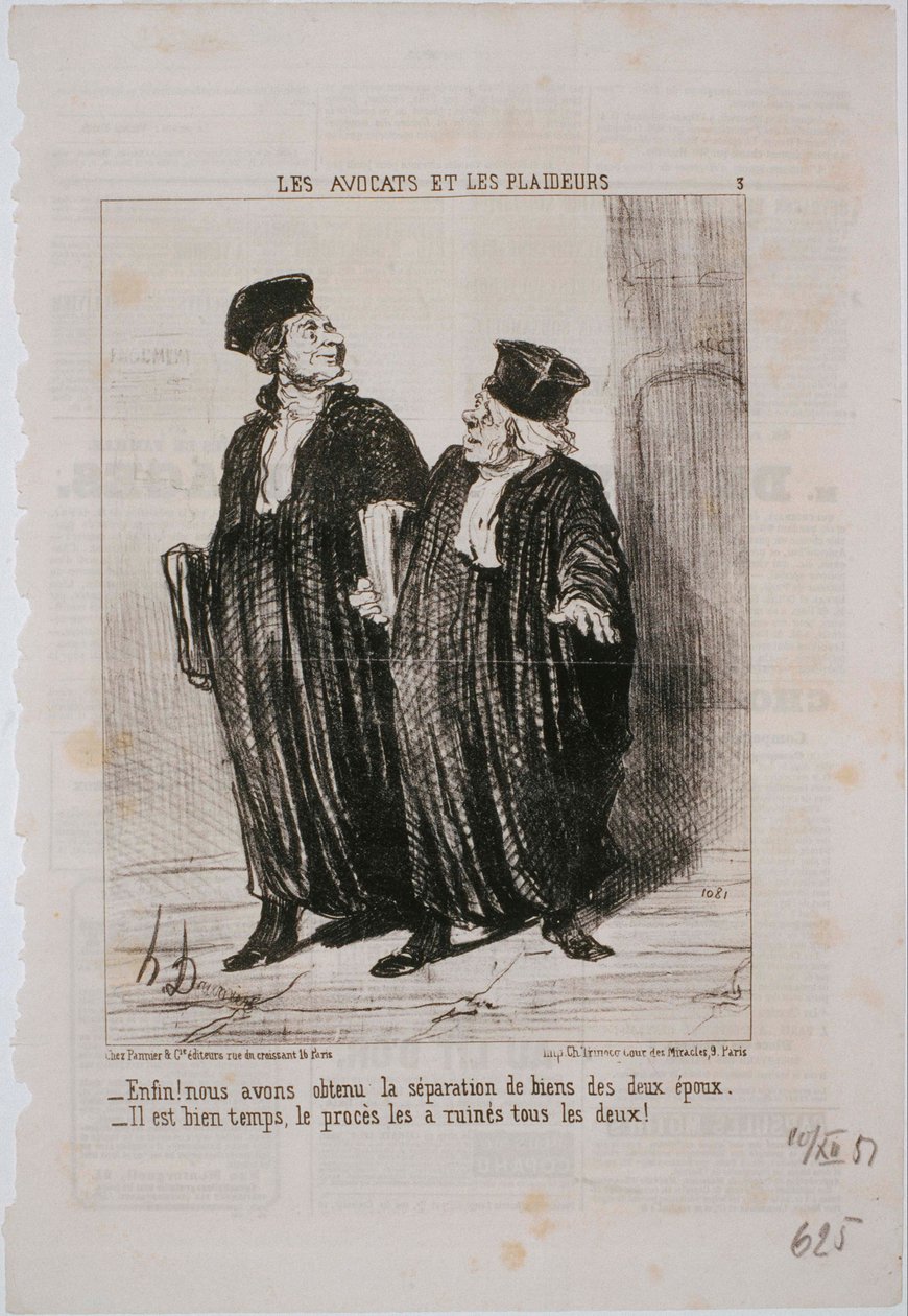 Ügyvédek és pereskedők: Végre! Elértük a vagyonmegosztást... alkotó: Honoré Daumier