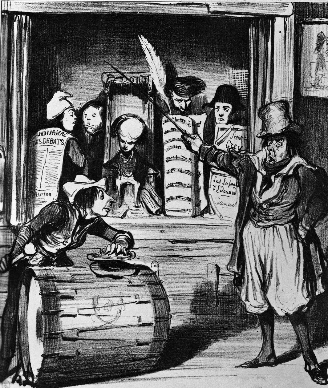 „Les Saltimbanques”, illusztráció a „La caricature” magazinból, 1839. április 28. (litho) alkotó: Honoré Daumier