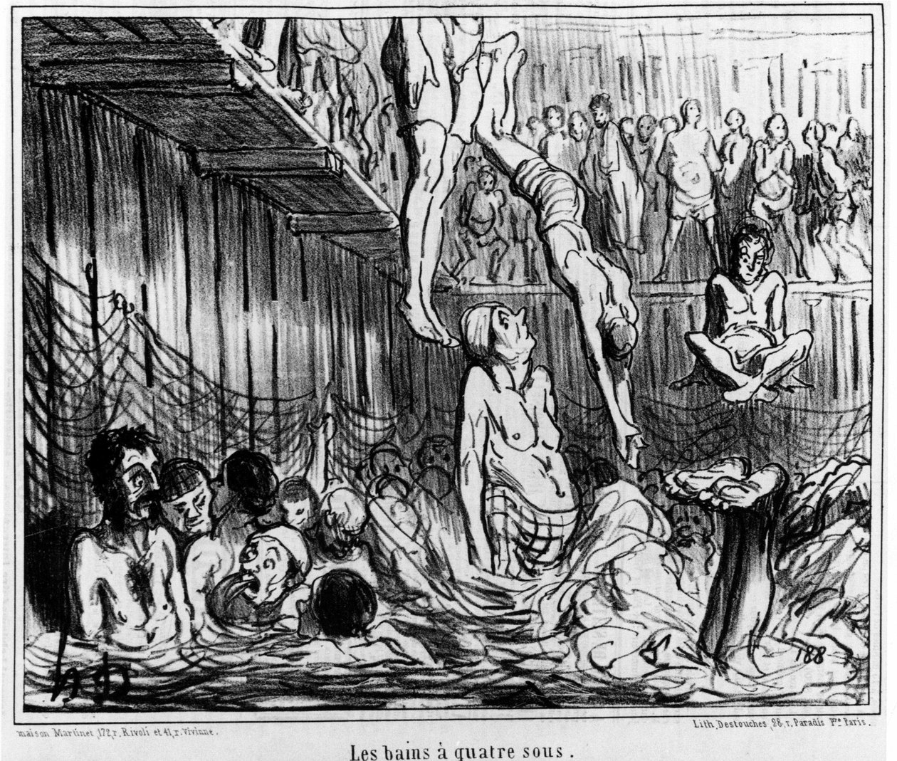 Les bains à foursous: illusztráció Honore Daumier (1808-1879) "Sketch d