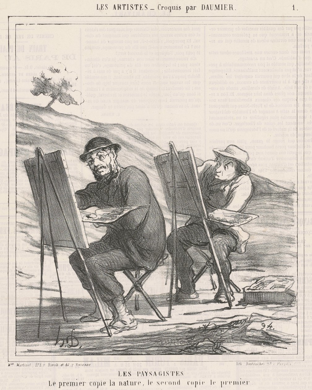 Tájépítők. Az első a természetet másolja alkotó: Honoré Daumier