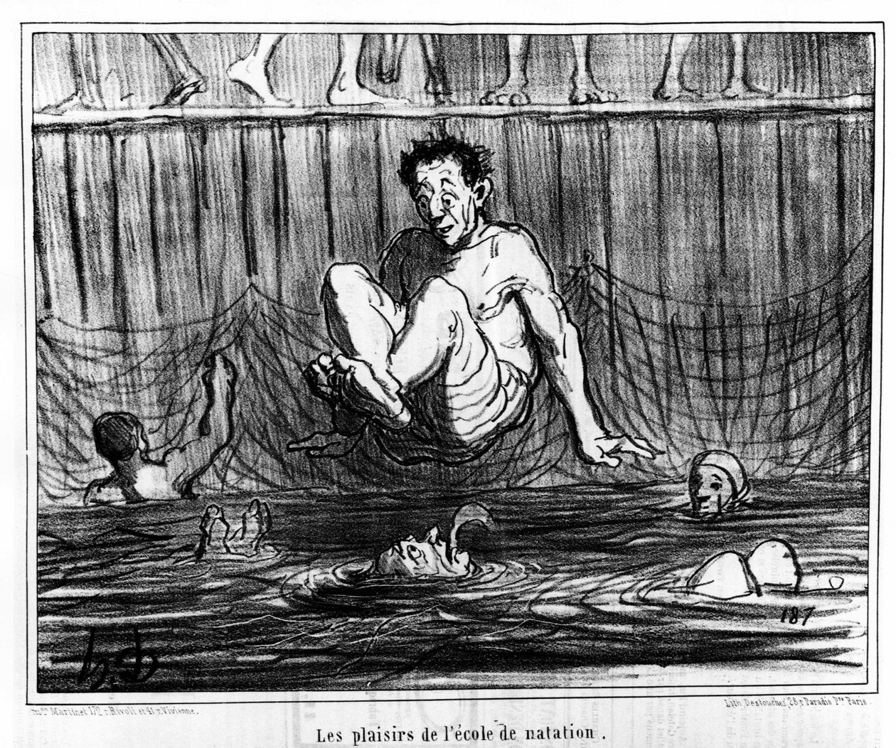 Az úszóiskola örömei: Honore Daumier (1808-1879) „" Sketch d