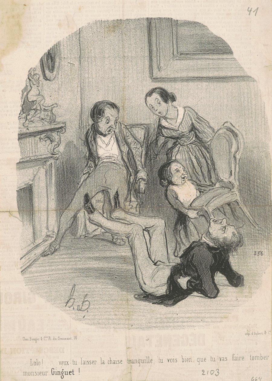 Lolo!... szeretnéd békén hagyni a széket... alkotó: Honoré Daumier