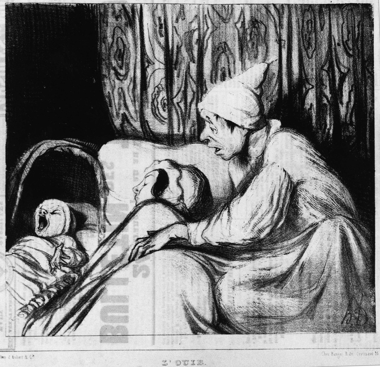 Hallás: sorozat az öt érzékszervről, Honore Daumier (1808-1879). "" Charivari "" alkotó: Honoré Daumier