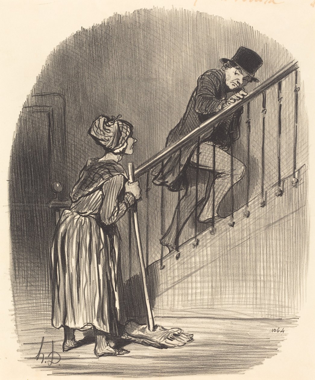 Itthon van a feleségem? alkotó: Honoré Daumier