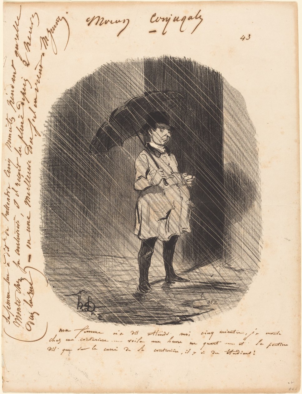 A feleségem azt mondta nekem: várj öt percet... alkotó: Honoré Daumier
