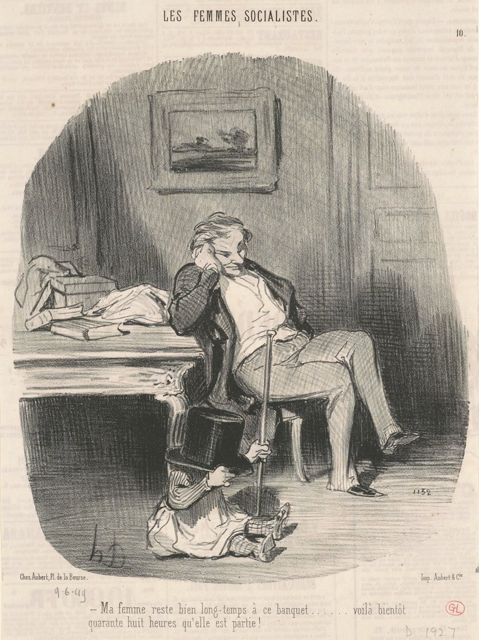 A feleségem sokáig marad ezen a banketten... alkotó: Honoré Daumier