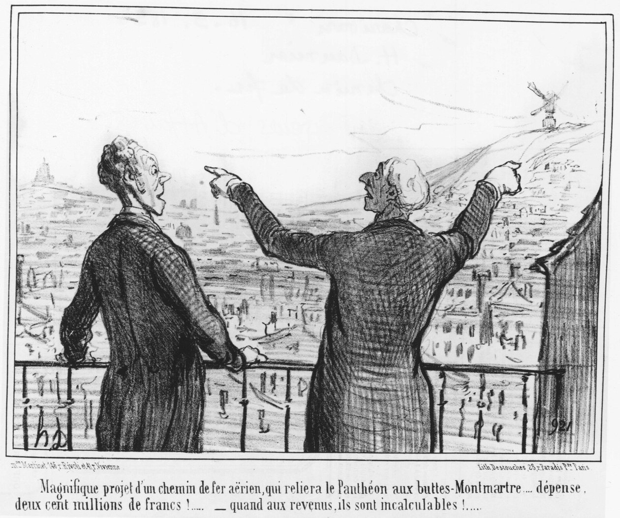 Lenyűgöző projekt egy légi vasútról, amely összeköti a Pantheont Buttes-Montmartre-ral... költeni, kétszázmillió frankot!... -mikor bevételre számítani lehet!... : a „” Maileurs d