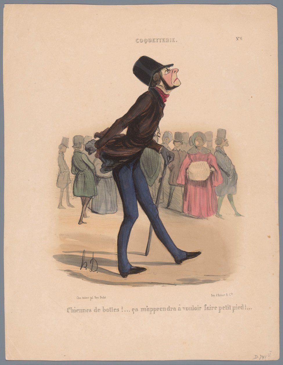 Az ember túl kicsi cipőben jár Chiennes de bottes! (...) (cím a tárgyon) Hiúság (sorozat címe) Coquetry (sorozat címe az objektumon) alkotó: Honoré Daumier