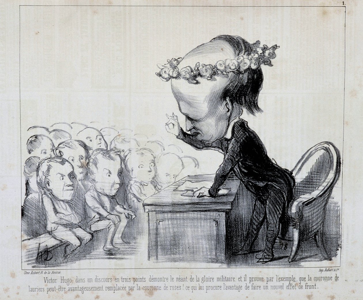 Emlékek a békekongresszusról: Victor Hugo (a sorozat 1. száma) - Daumier, „Charivari” 1849.06.09. alkotó: Honoré Daumier