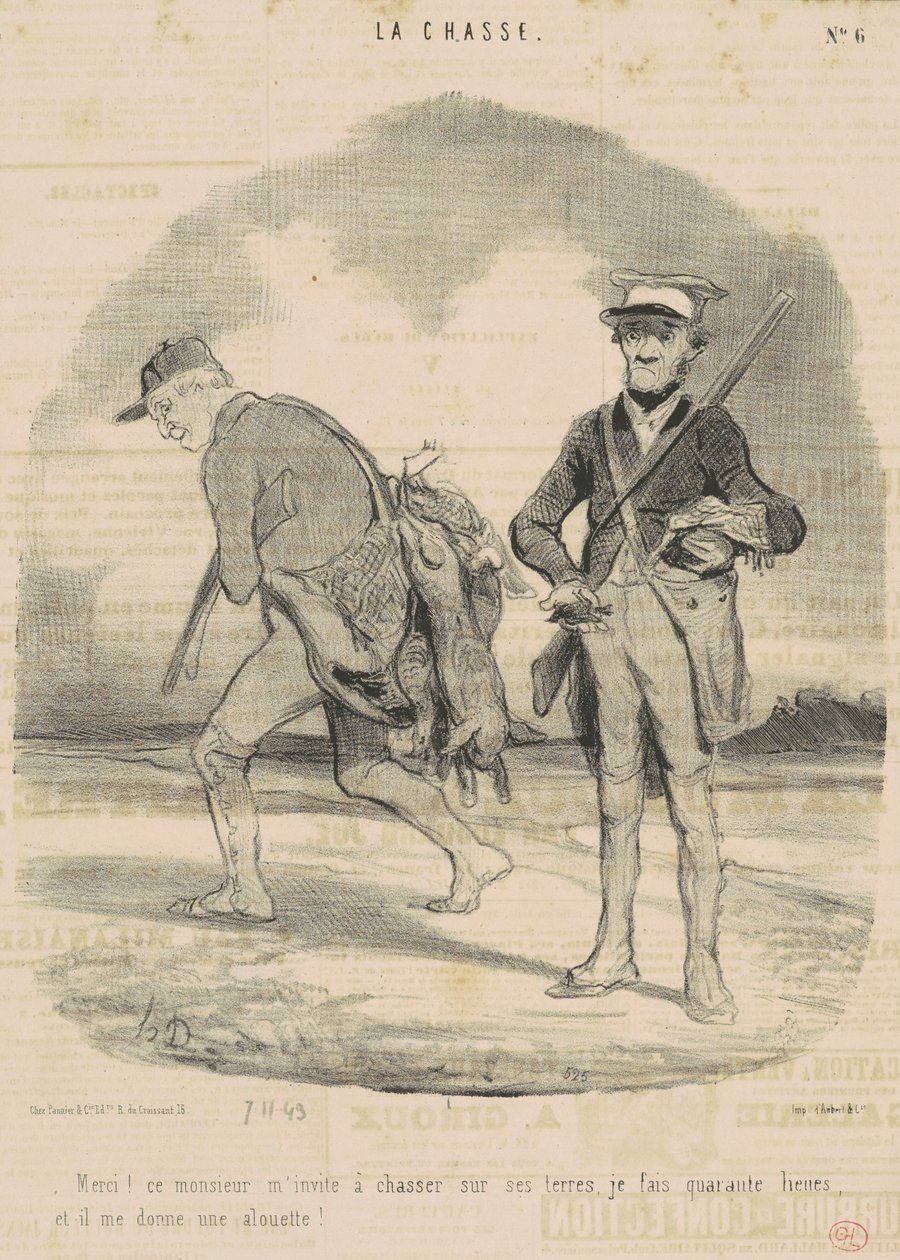 Kösz! Ez az úr meghívott vadászni... alkotó: Honoré Daumier