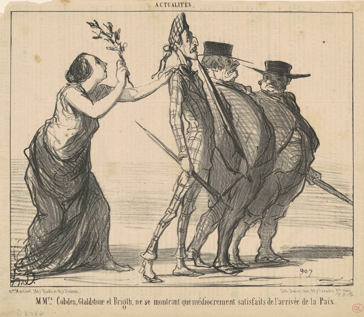 Mrs. Cobden, Gladstone és Bright... alkotó: Honoré Daumier