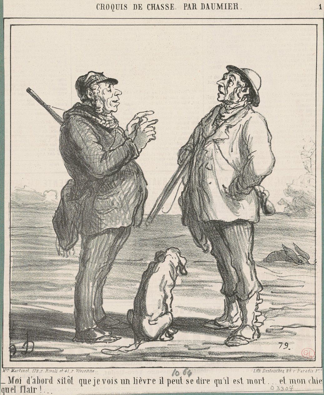 Én először, amint meglátok egy nyulat... alkotó: Honoré Daumier