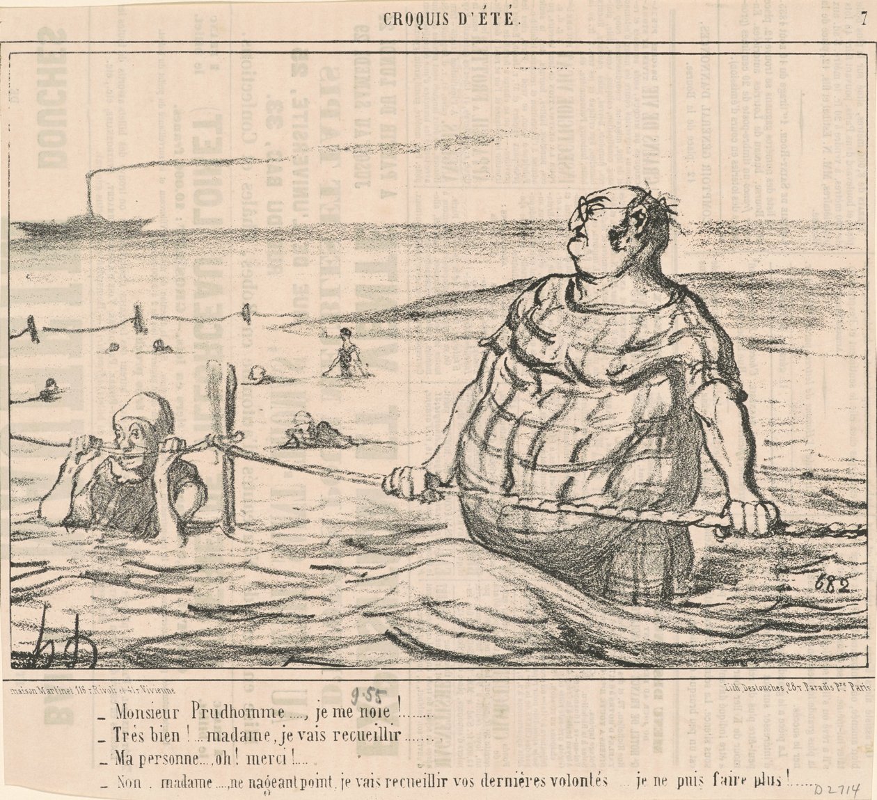 Monsieur Prudhomme... Megfulladok! ... alkotó: Honoré Daumier