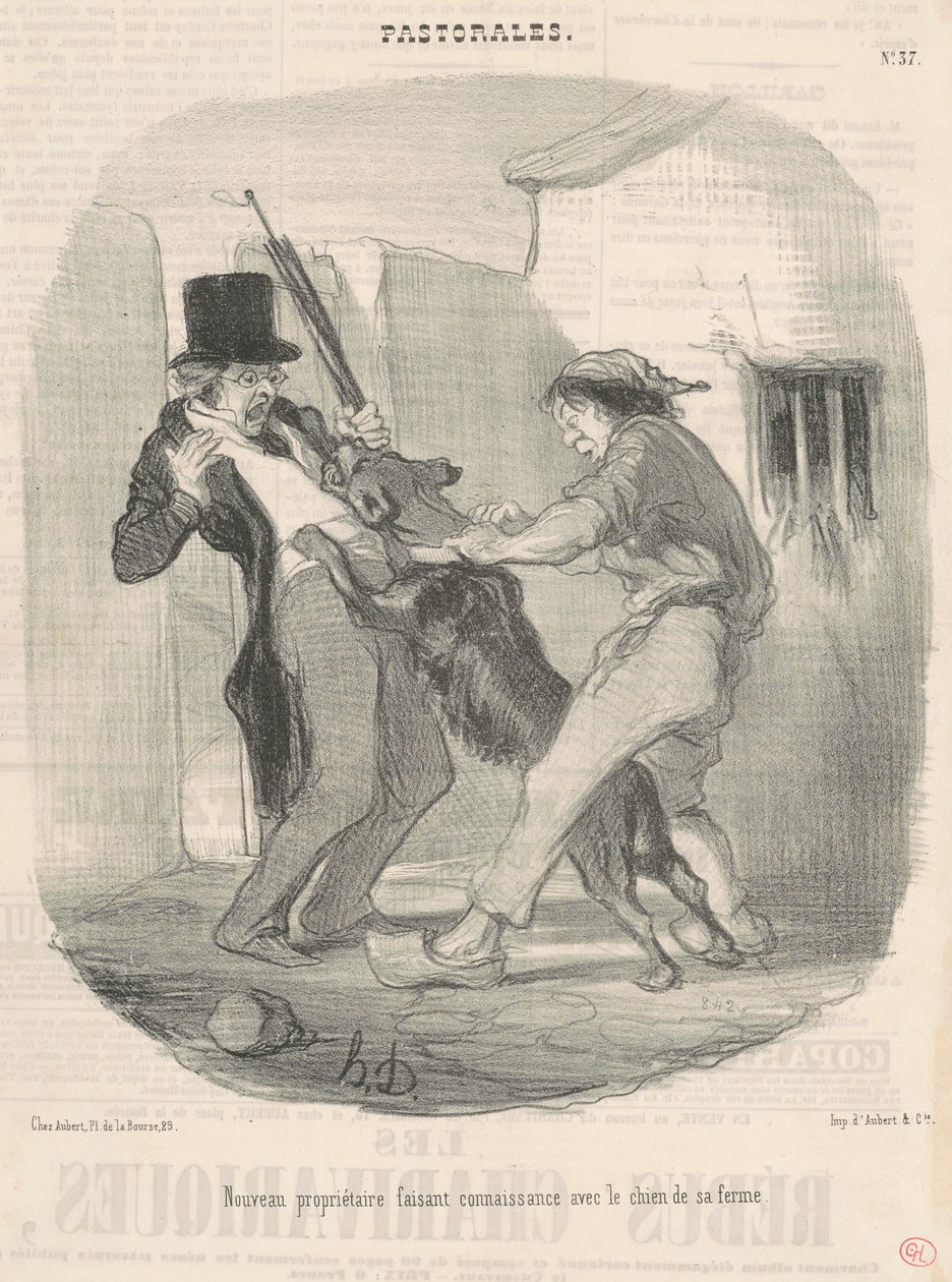 Új gazdi ismerkedés a kutyával... alkotó: Honoré Daumier