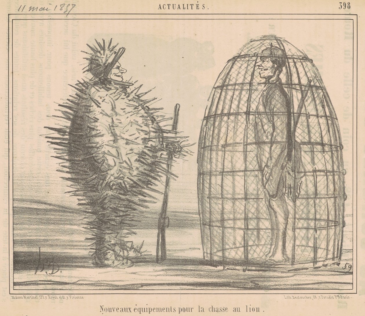Új felszerelés az oroszlánvadászathoz alkotó: Honoré Daumier