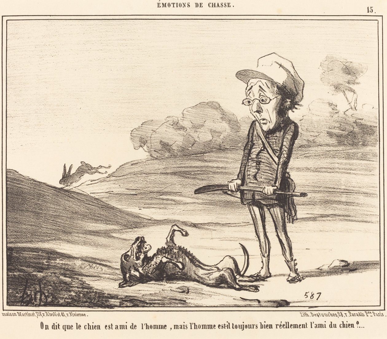 Azt mondják, hogy a kutya az ember barátja... alkotó: Honoré Daumier