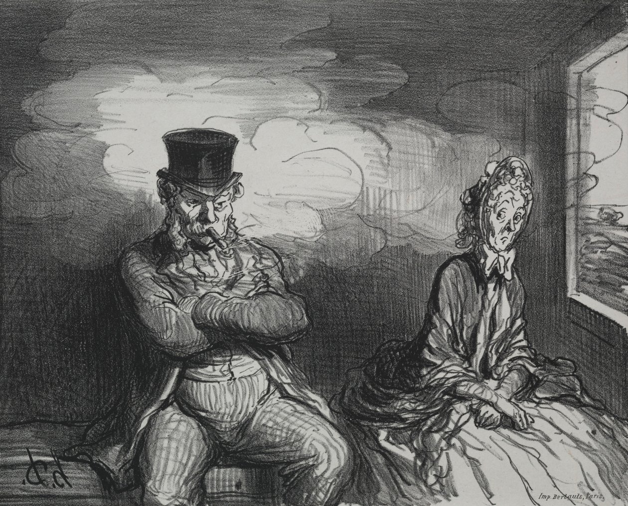 A vonaton: Egy kellemes társ, 1862. alkotó: Honoré Daumier