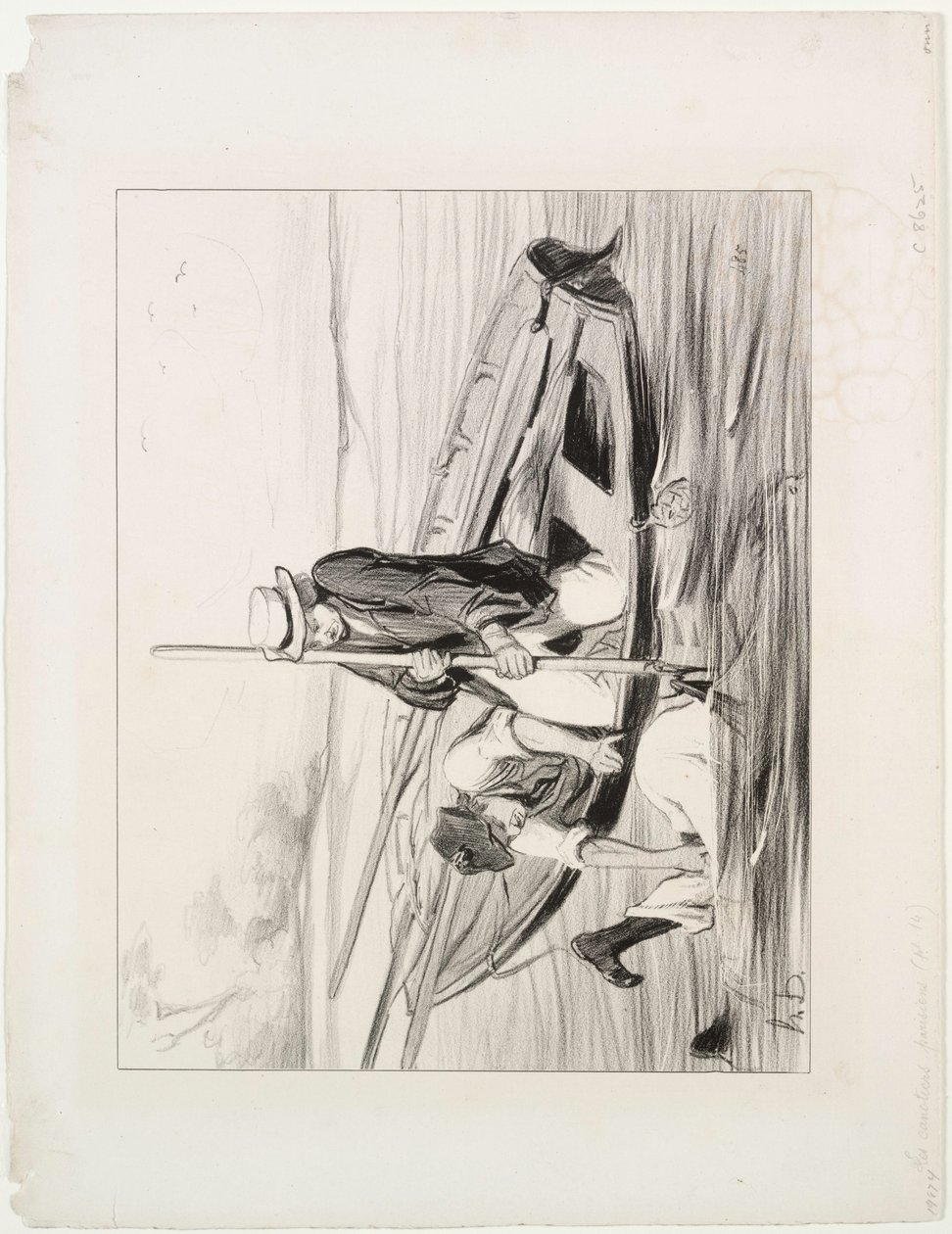 Párizsi hajósok, 14. tábla: Ember a fedélzeten, 1843. alkotó: Honoré Daumier