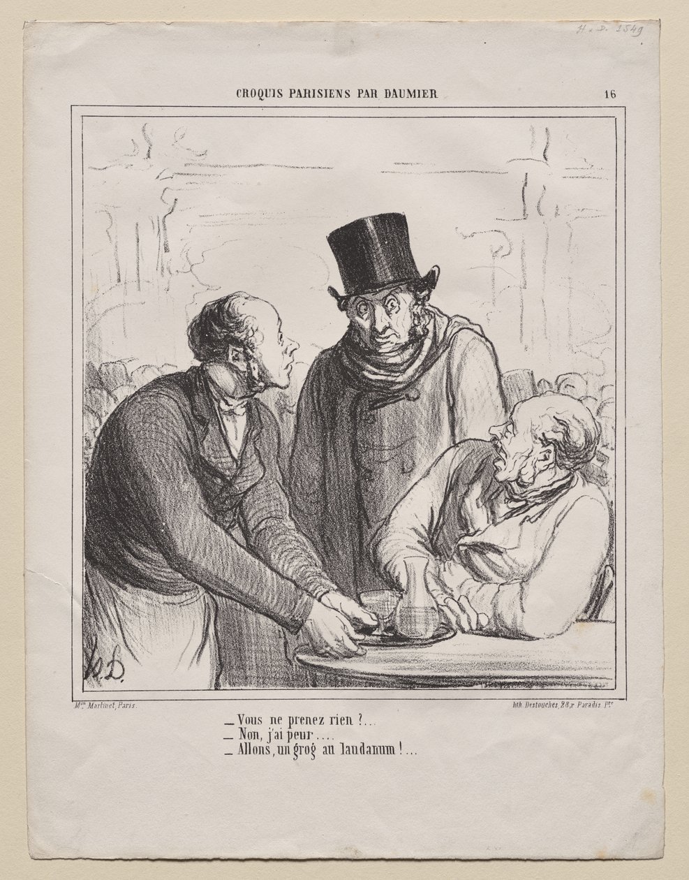 Párizsi vázlatok, 16. tábla: Nem viszel semmit? alkotó: Honoré Daumier