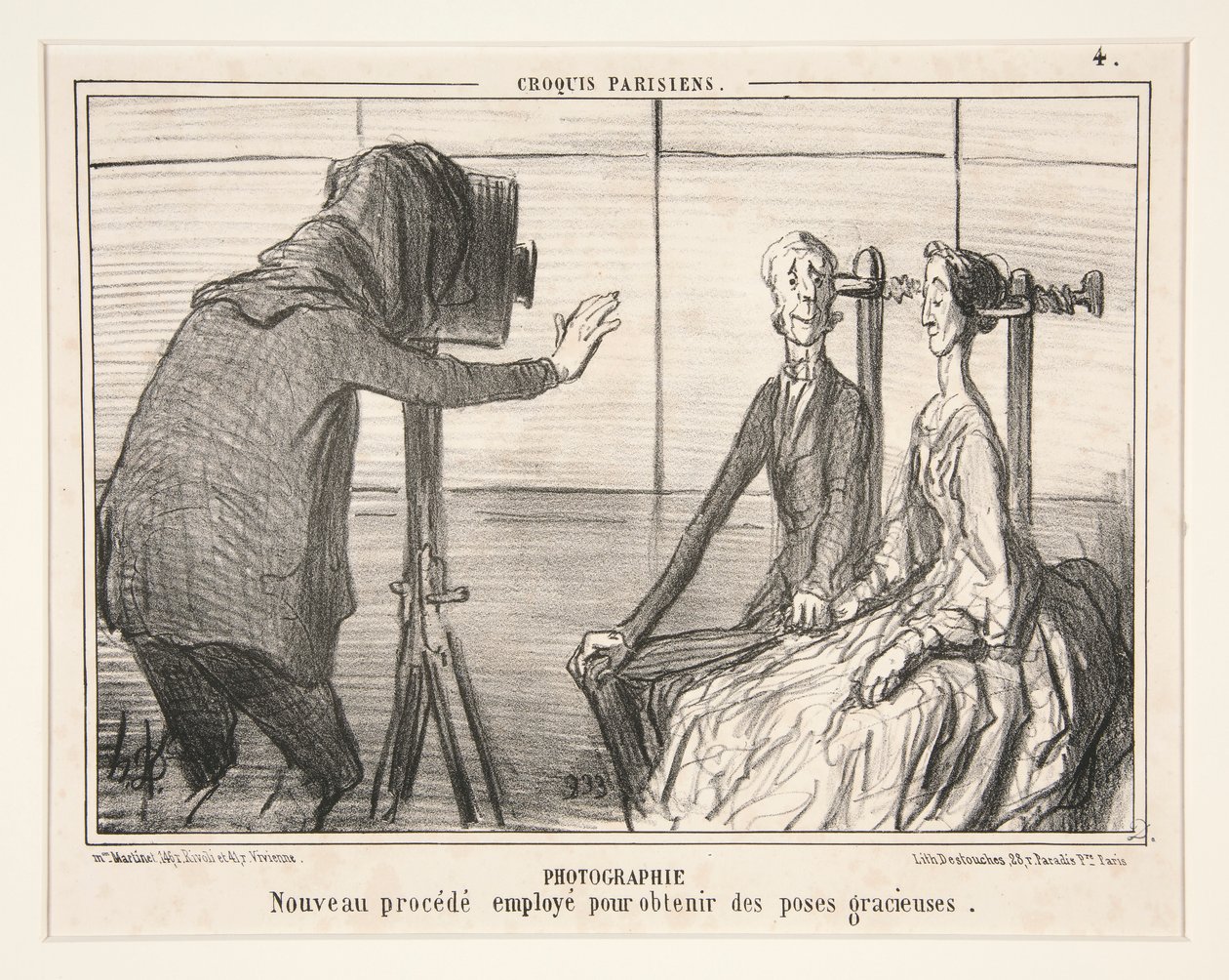 Fényképezés. Új eljárás kecses pózok készítésére, párizsi vázlatokból alkotó: Honoré Daumier