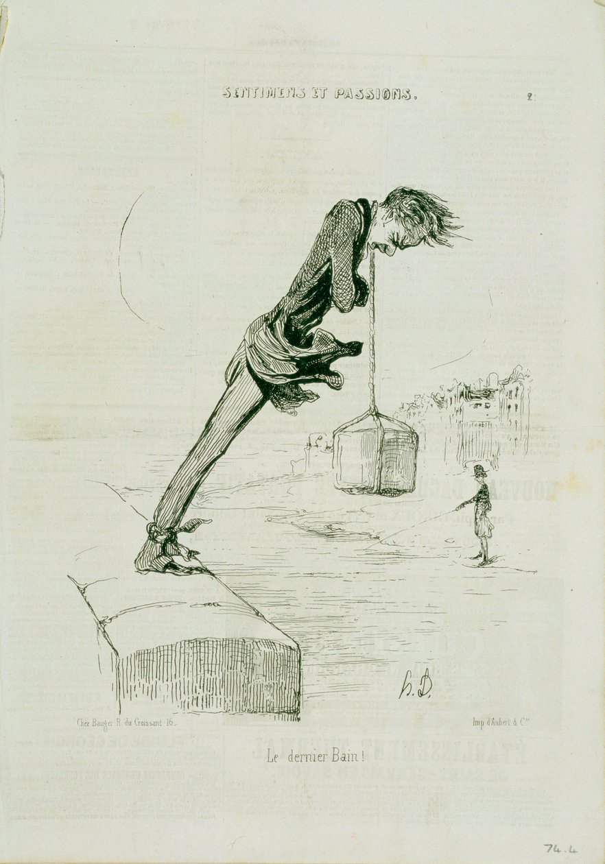 74.4. tábla Érzelmek és szenvedélyek: „Az utolsó fürdő”, a „Charivari” magazinból, az Aubert und Co. kiadása, 1832-1860 alkotó: Honoré Daumier