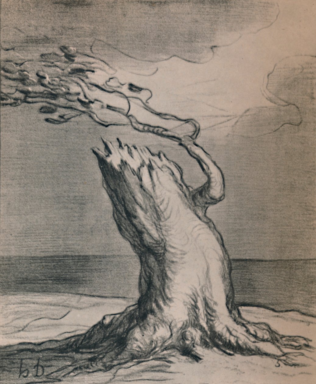 Szegény Franciaország! A csomagtartó felrobbant, 1871, 1946 alkotó: Honoré Daumier