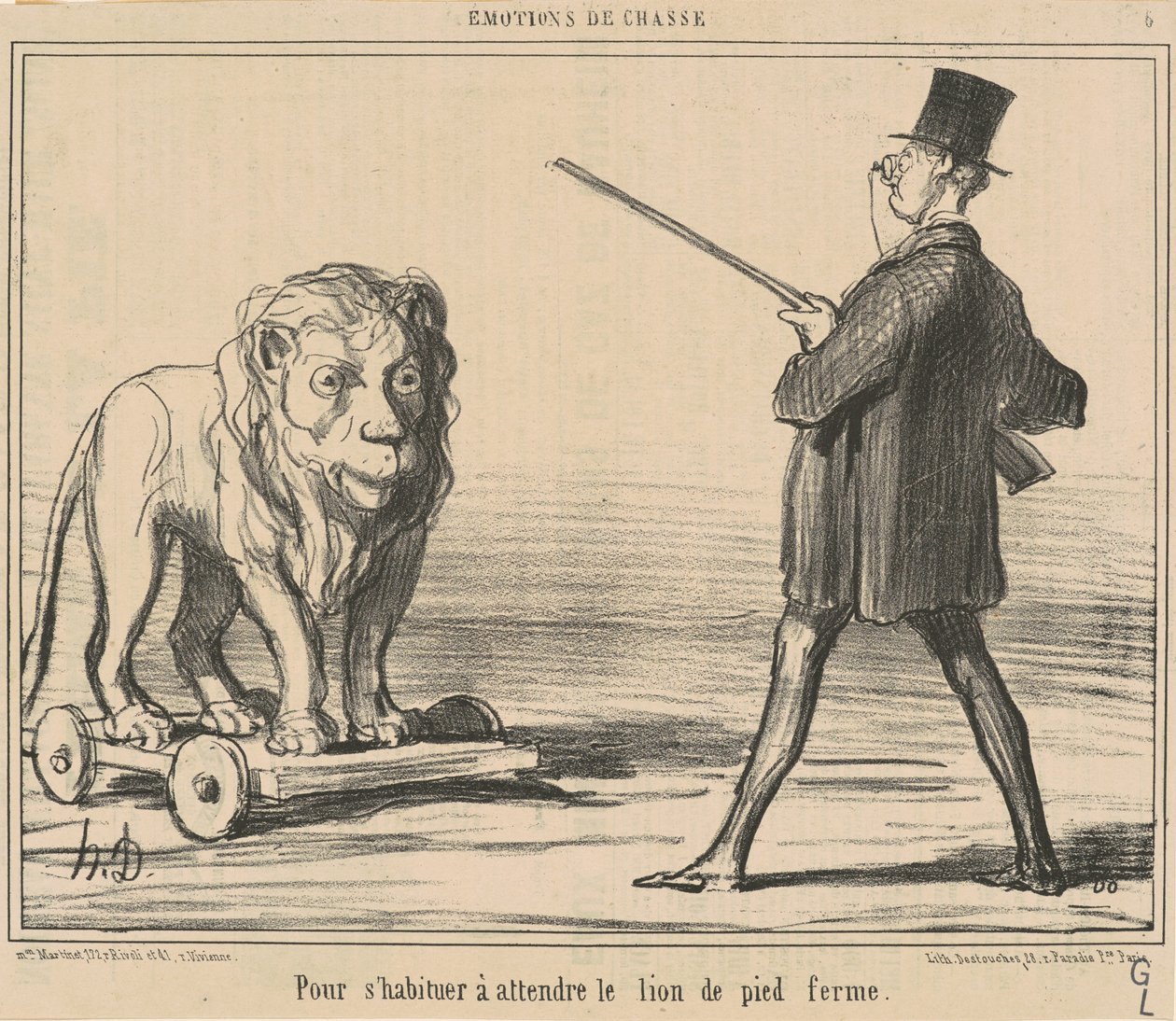 Hogy a lakó várja az oroszlánt... alkotó: Honoré Daumier