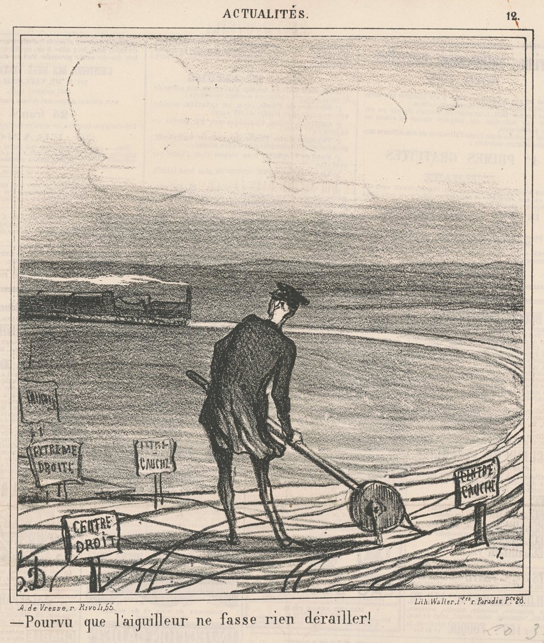 Mindaddig, amíg a váltó nem kisiklik semmit! alkotó: Honoré Daumier