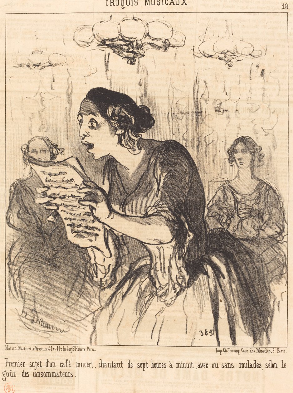 Egy énekes kávézó-koncert első témája... alkotó: Honoré Daumier
