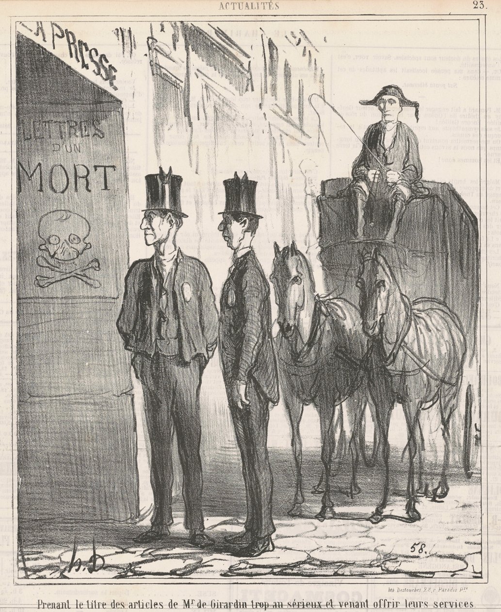 Túl komolyan véve de Girardin úr címét... alkotó: Honoré Daumier