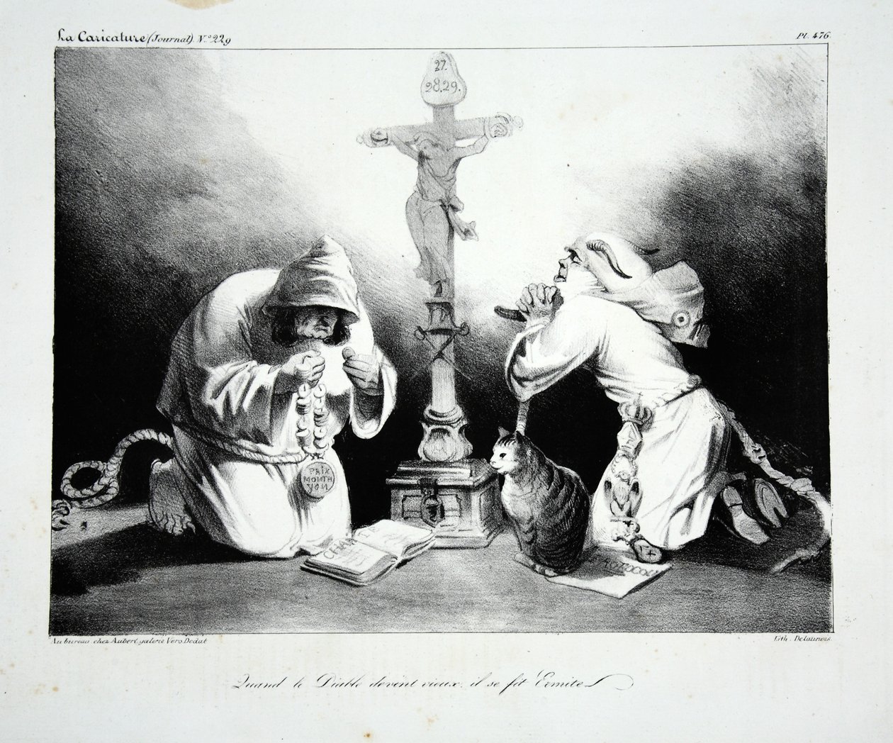 Amikor az ördög megöregedett, remete, kocsma lett. 1835 alkotó: Honoré Daumier