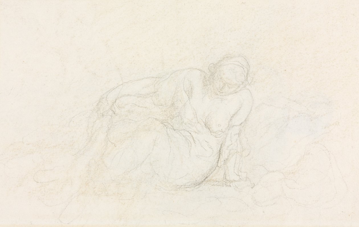 Fekvő nő a karjára támaszkodva (verso) alkotó: Honoré Daumier