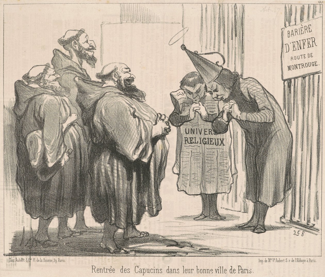 A kapucinusok visszatérése ... Párizsba alkotó: Honoré Daumier