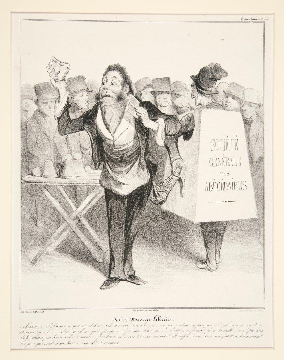 Robert-Macaire könyvkereskedő. (Robert Macaire könyvkereskedő.), pl. 14 a Caricaturana sorozatból a Les Robert Macaires albumban alkotó: Honoré Daumier