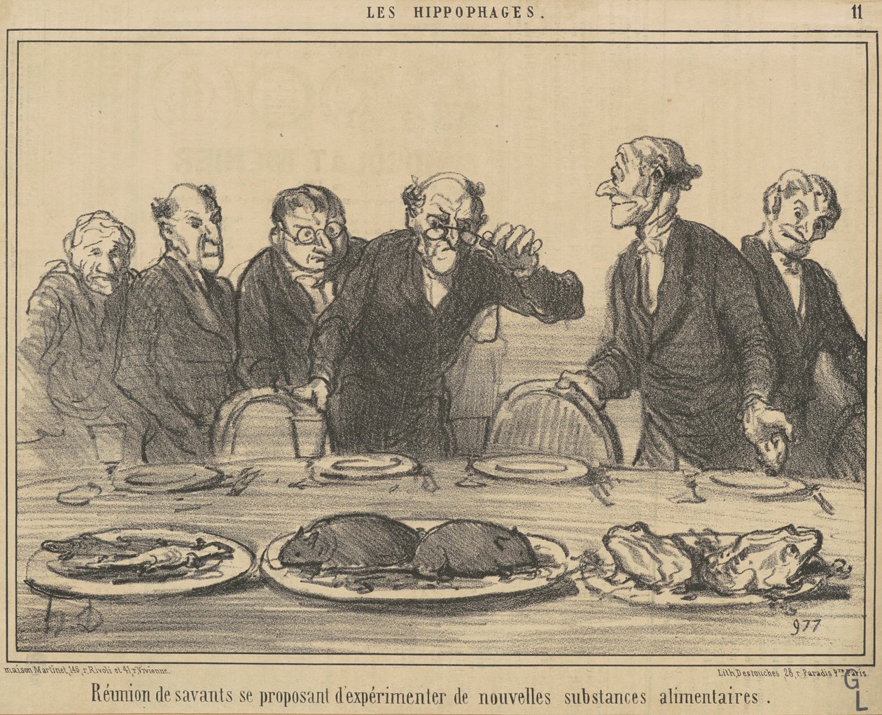 Tudósok találkozója, akik javaslatot tesznek... alkotó: Honoré Daumier