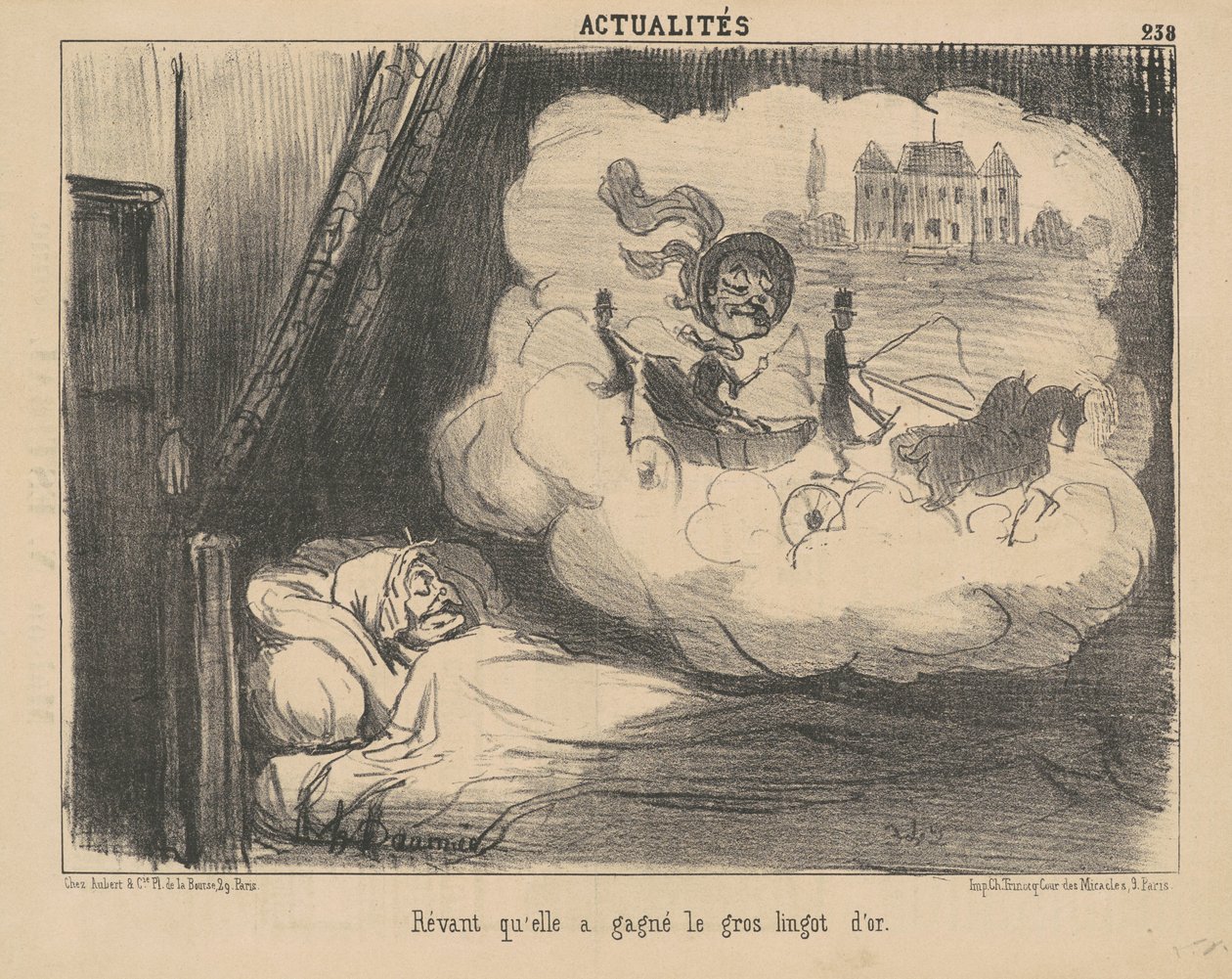 Arról álmodozott, hogy megnyerte a nagy aranyrudat. alkotó: Honoré Daumier