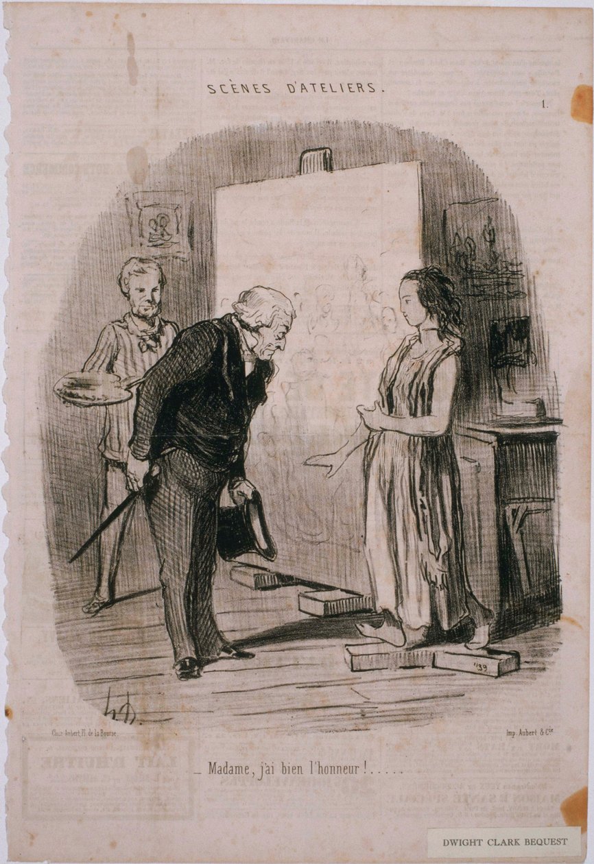 Jelenetek a műhelyből- Hölgyem, megvan a megtiszteltetés! alkotó: Honoré Daumier