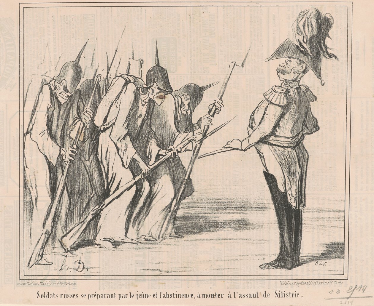 Orosz katonák készülődnek a fiatalok által... alkotó: Honoré Daumier