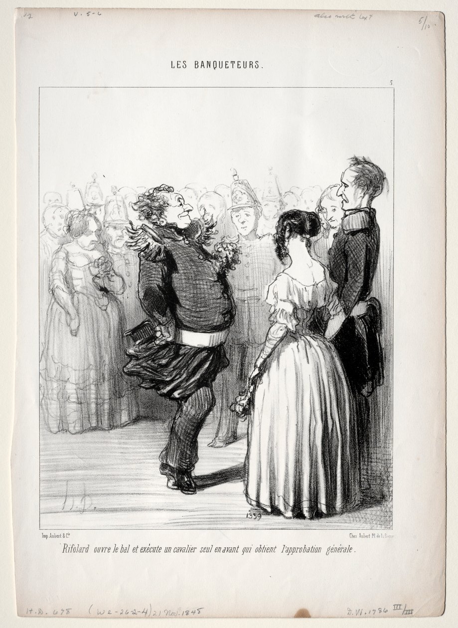 The Banqueters, 5. tábla: Rifolard megnyitja a bált, 1848. alkotó: Honoré Daumier