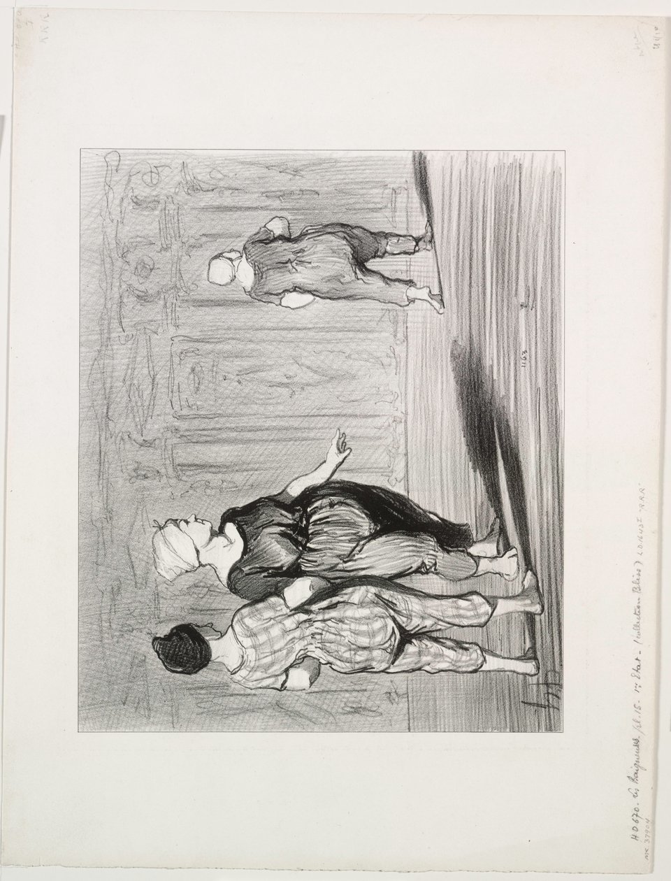 A fürdőzők, 15. tábla: Megint ő, szép divat, Madame Coquardeau!, 1847. alkotó: Honoré Daumier