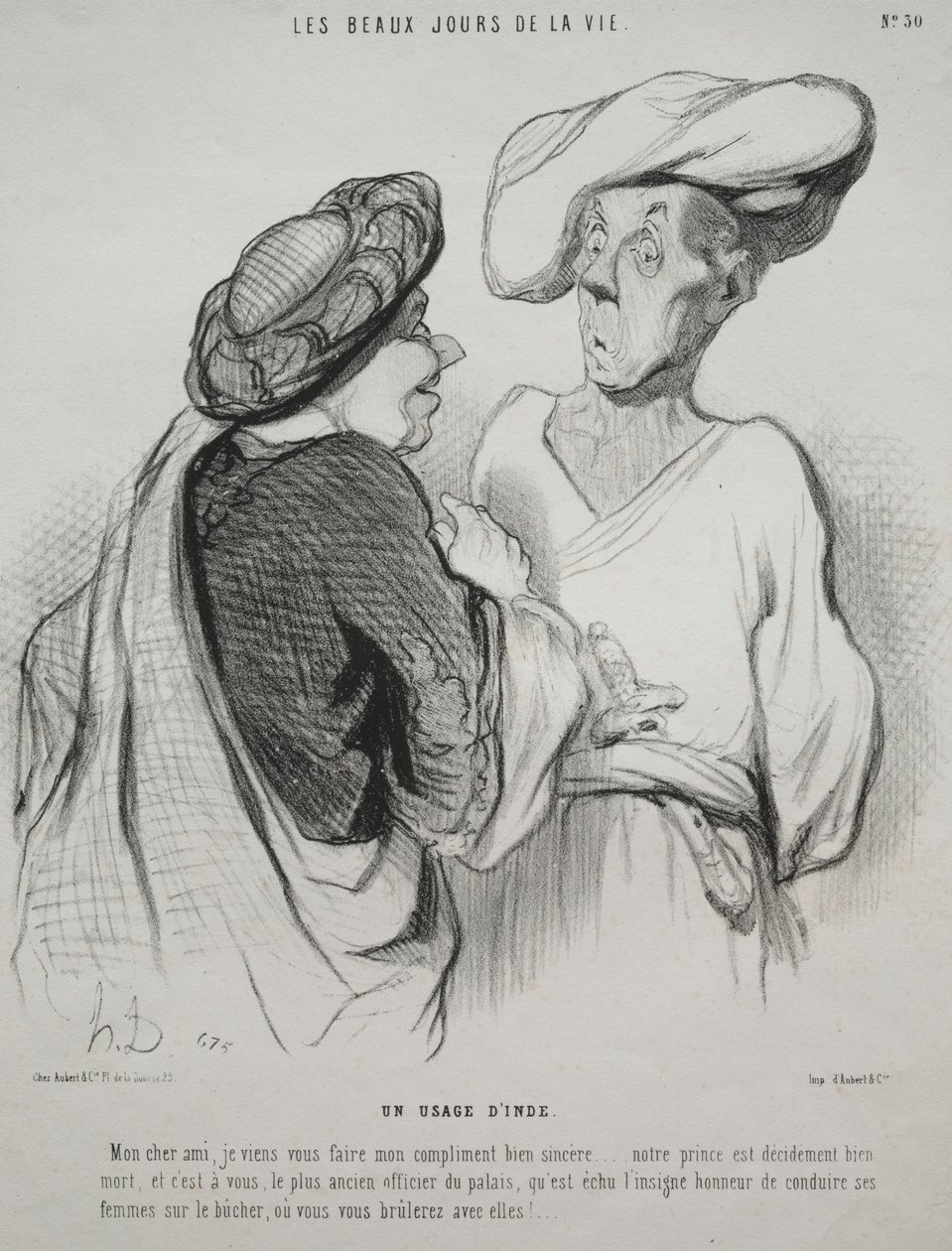 Az élet szép napjai, 30. tábla: Egy indiai szokás, 1844. alkotó: Honoré Daumier