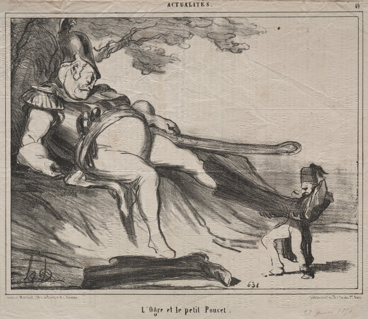 A kozákok nevetésre (61. tábla): Az ogre és a kis Tom Thumb alkotó: Honoré Daumier