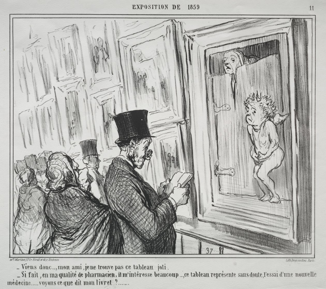 Az 1859-es kiállítás (11. tábla): Gyere ide, barátom, nem tartom szépnek ezt a festményt alkotó: Honoré Daumier