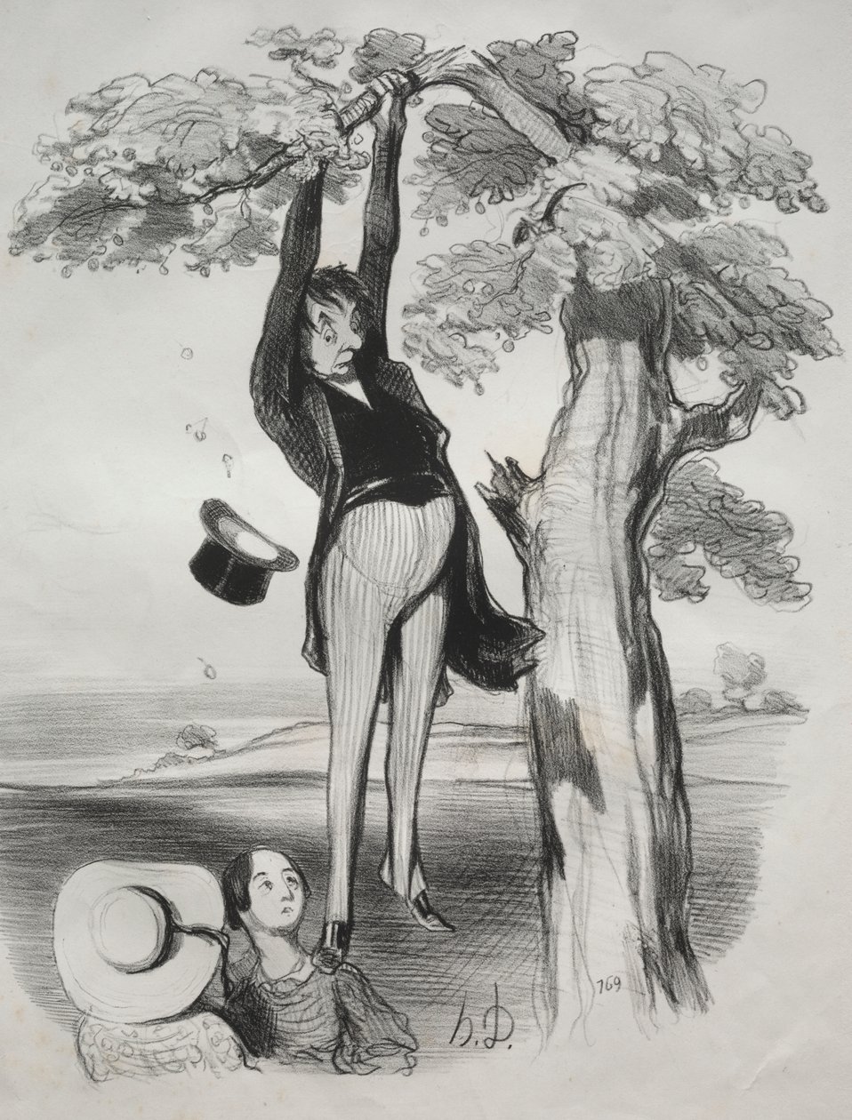 A szilvafa túl erőteljes megrázásának veszélyei (ha már felnőtt ember) alkotó: Honoré Daumier