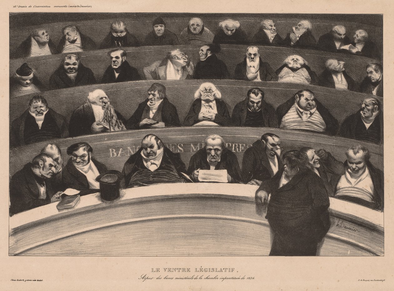 The Monthly Association plate 18: The Legislative Belly, 1834. alkotó: Honoré Daumier