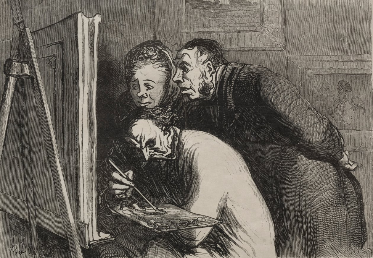 A festők: A festők és a burzsoák. alkotó: Honoré Daumier