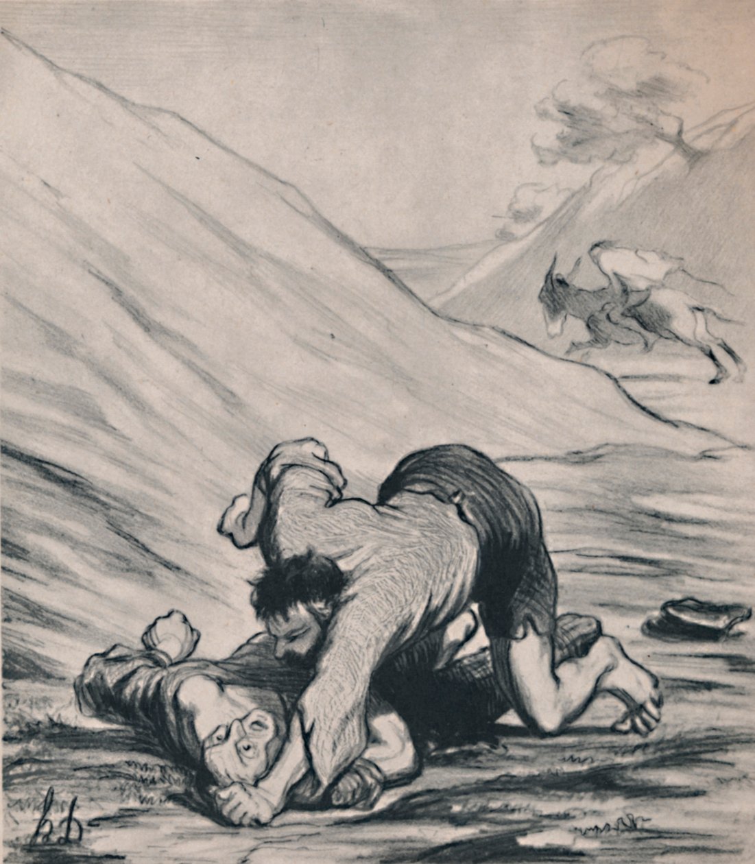 A rablók és a szamár, 1860-as évek, 1946. alkotó: Honoré Daumier