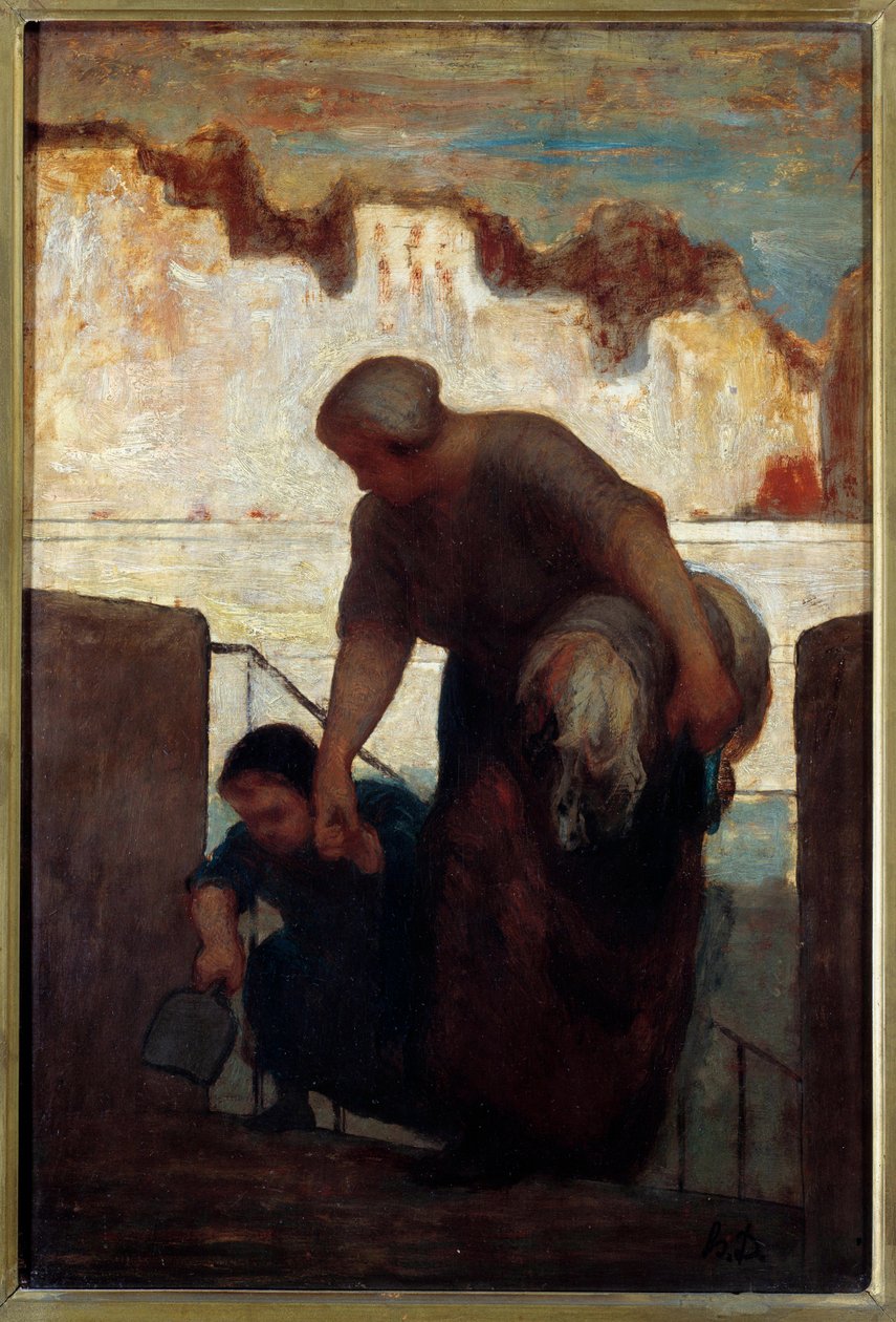 A mosógép. Honore Daumier festménye alkotó: Honoré Daumier